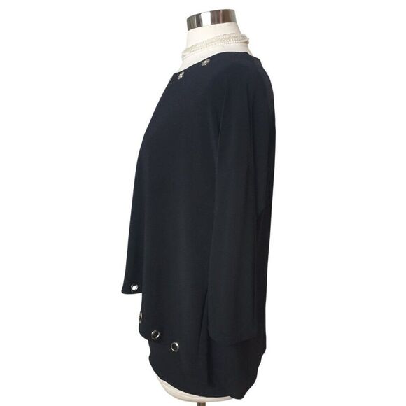Joseph Ribkoff Black Tunic Top With Silver Accents & Asymmetrical Hem Sz 8 NWOT - Picture 5 of 6